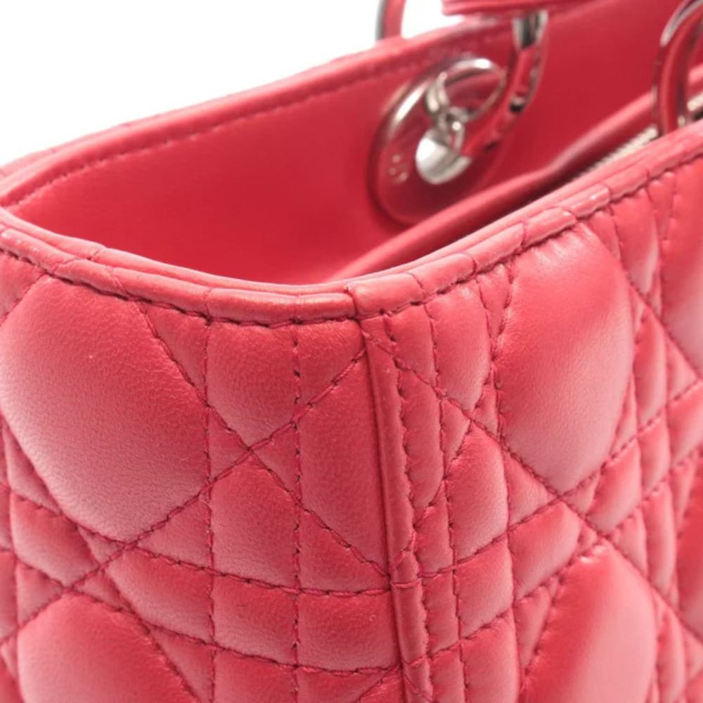 Dior Lady Cannage Handbag Leather Red - Picture 7 of 7